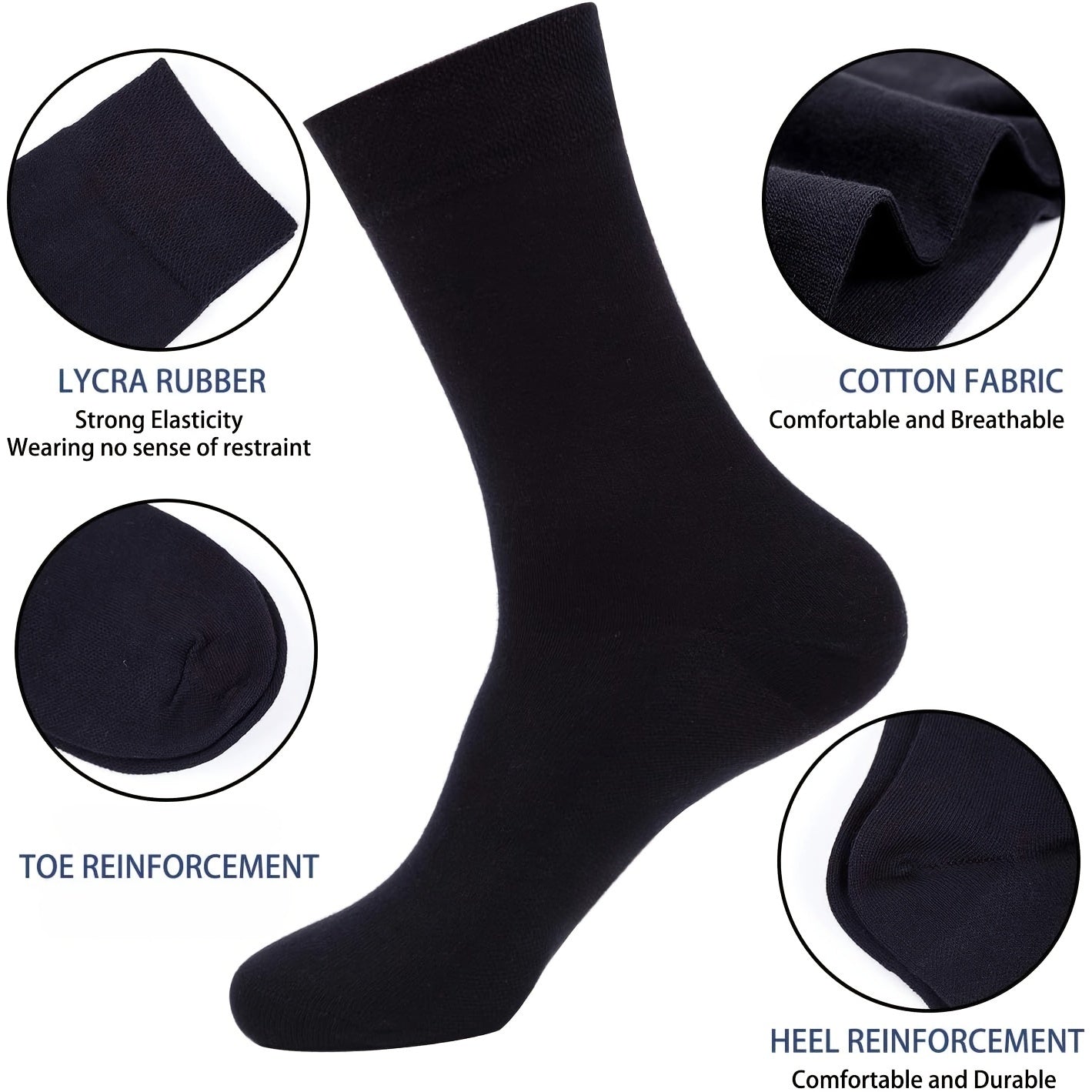 20 Paia di Calzini da Uomo di Grande Taglia per Affari Casual - 9-12, Nero Solido, Comodi e Durevoli, Perfetti per Ufficio, Incontri, Feste e Abbigliamento Casual, Calzini da Ufficio | Design Classico dei Calzini | Calzini Durevoli