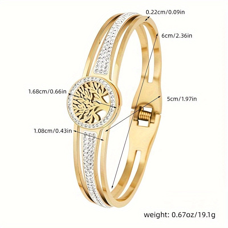 1pz Braccialetto Bangle In Acciaio Inossidabile Albero Della Vita, Braccialetto Da Uomo Di Moda