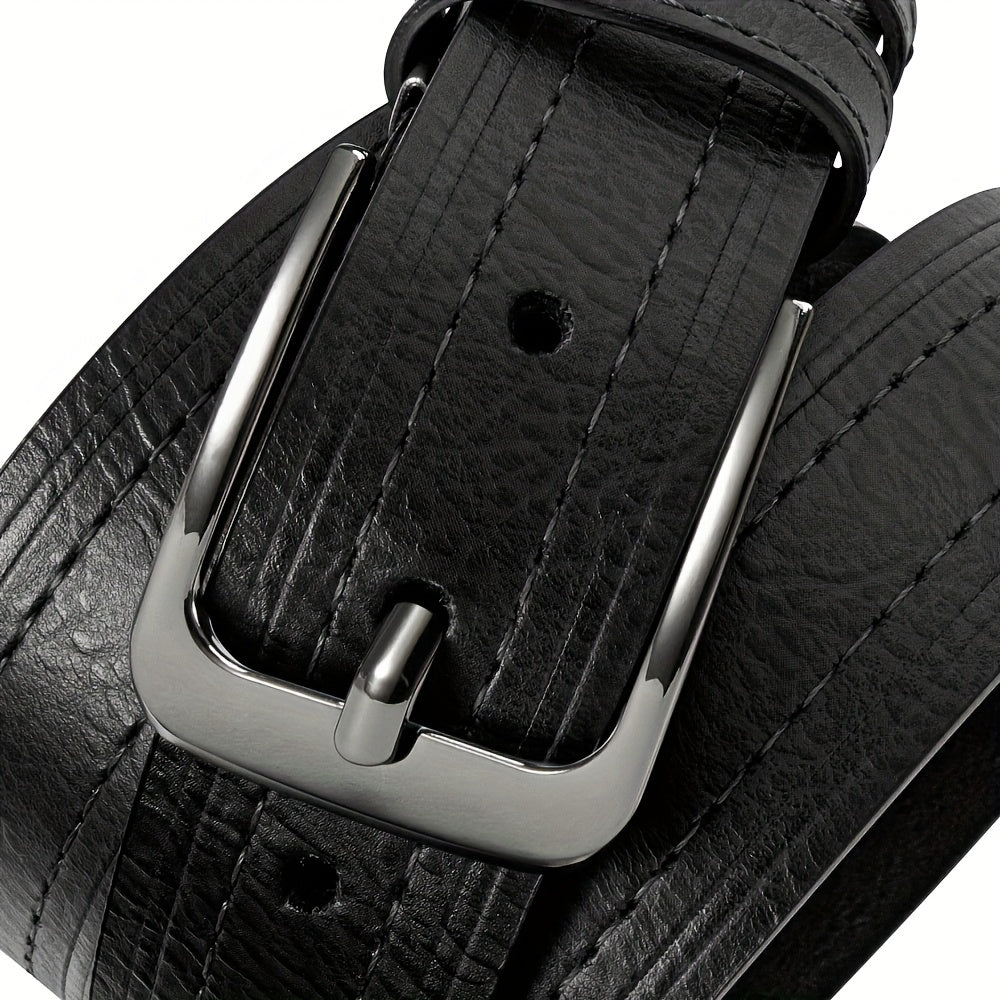 2pz Cinture di Lusso FLAGIA da Uomo - Fibbia Quadrata Regolabile, Perfette per Jeans e Pantaloni Formali, Materiale Elegante in PU, Nero & Marrone Scuro, Ideali per San Valentino o Carnevale