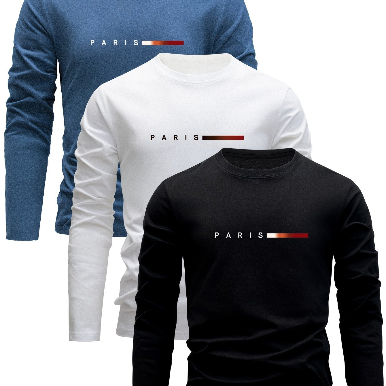 3 Pezzi Magliette Uomo Manica Lunga 100% Cotone, Versatili ed Eleganti per Primavera/Autunno Abbigliamento Autunnale Outfit Quotidiano T-Shirt Classico Design Minimalista Stoffa Traspirante Cuciture Resistenti Confezione Multipla Camicie da Donna Indument