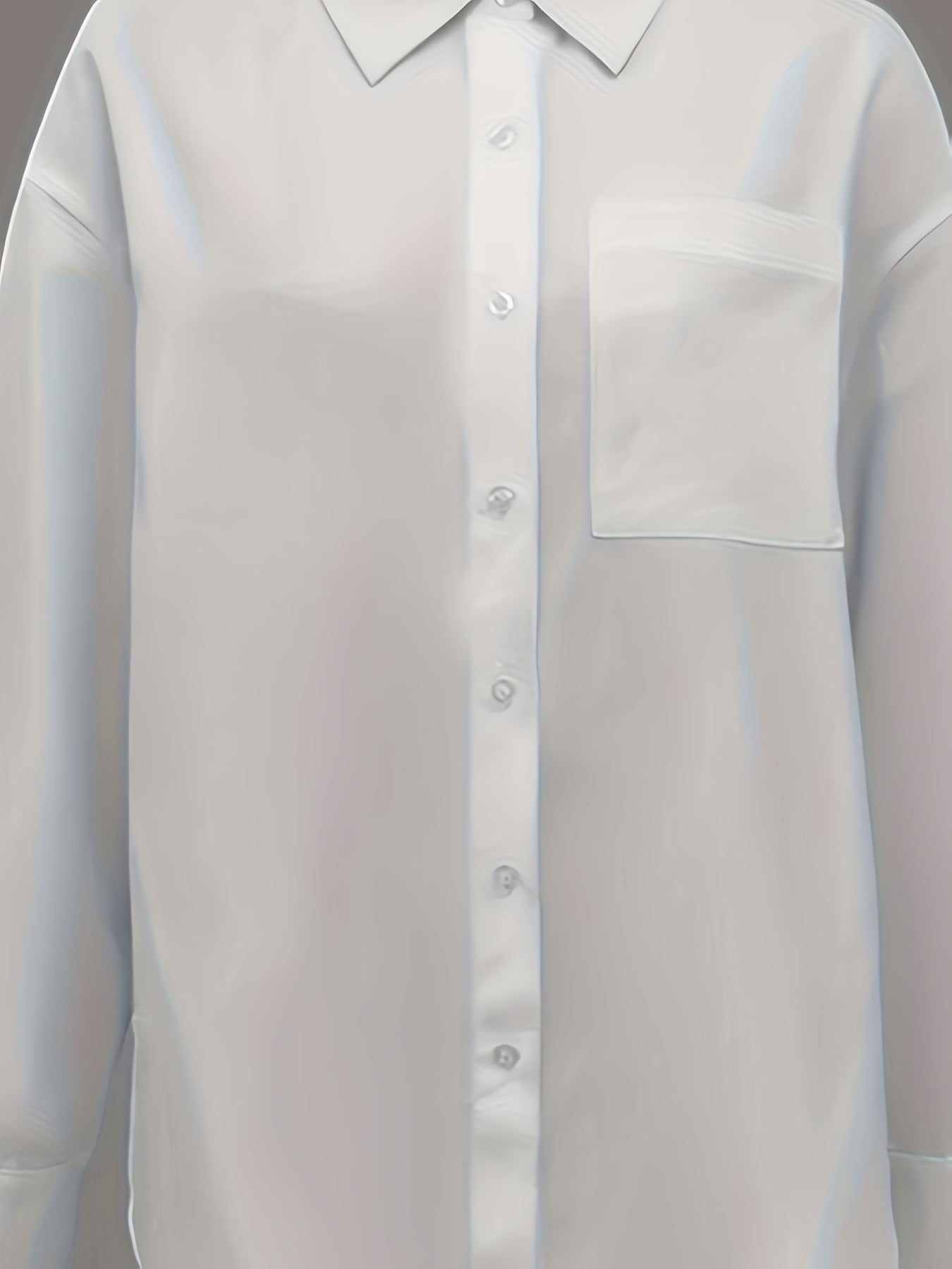 Stile Senza Sforzo, Camicia Bianca Elegante da Donna con Tasca - Manica Lunga, Colletto con Bottoni, Poliestere Non Elasticizzato - Lavabile in Lavatrice