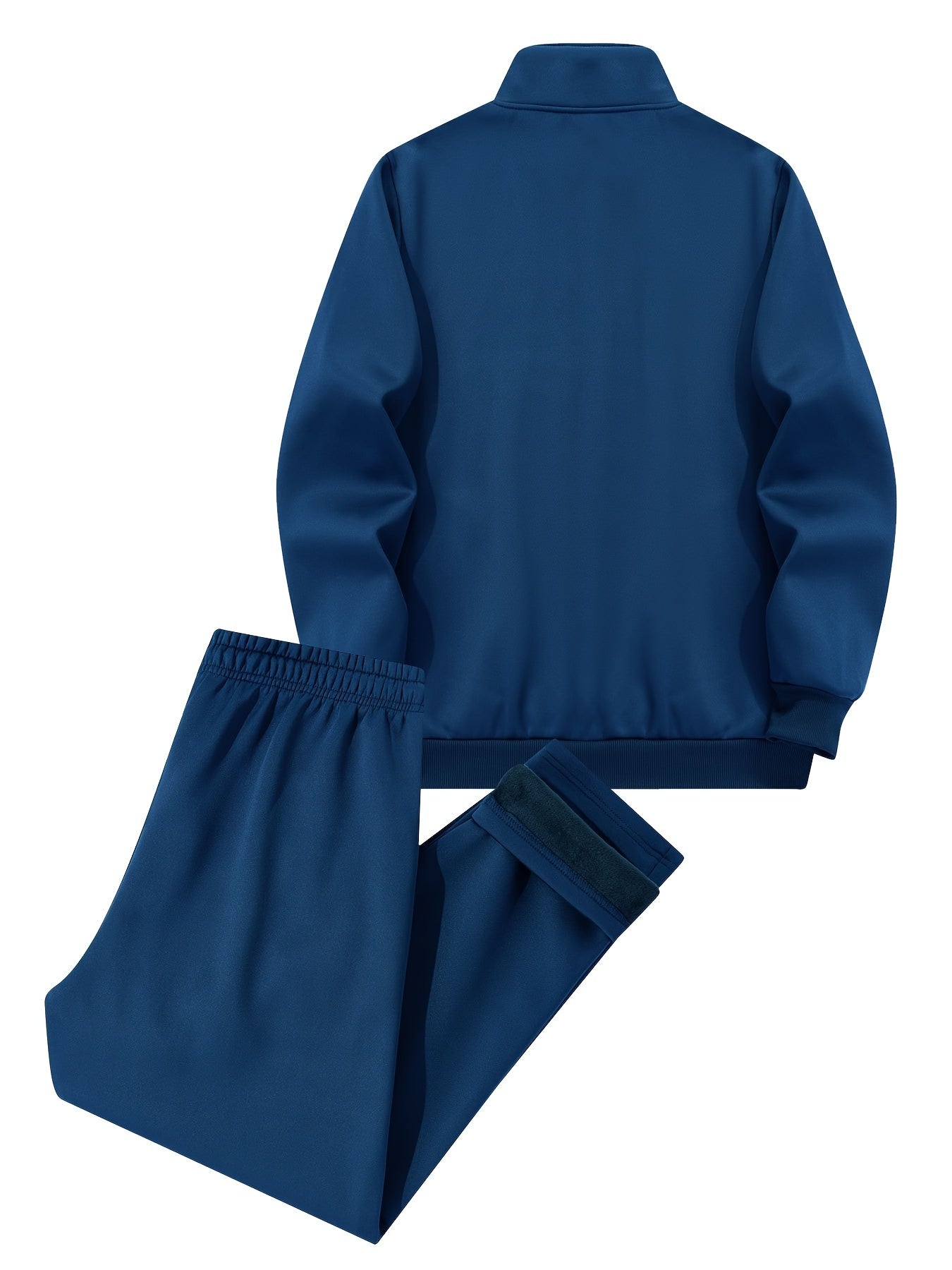 Tute da uomo invernali in velluto spesso per il tempo libero per persone di mezza età e giovani, ideali per sport all'aperto, resistenti al vento, con top e pantaloni a tinta unita.