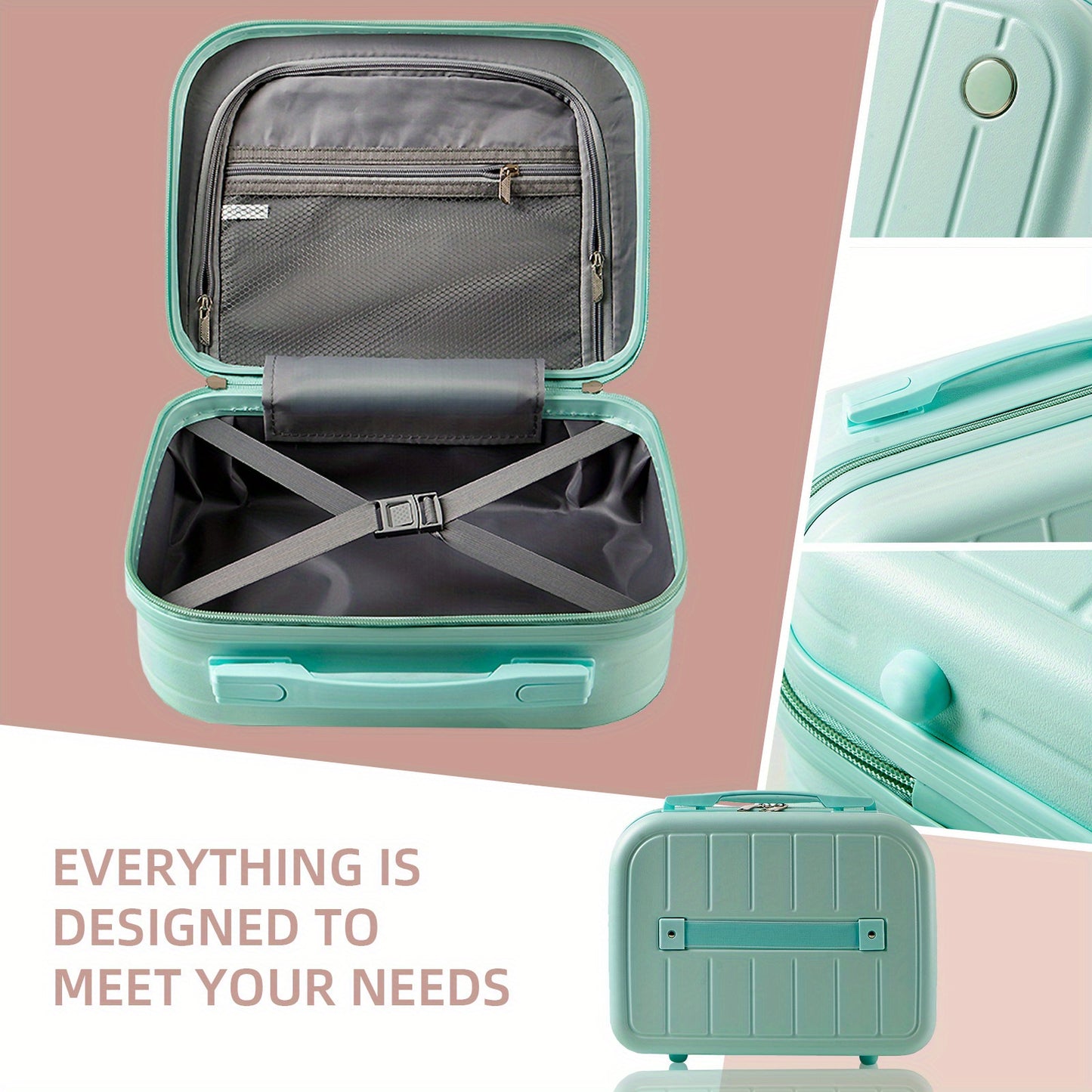 Valigia da Viaggio pz: Set di 3 Pezzi con Ruote Girevoli, Valigie Eleganti in Verde Pratico per Viaggi, Include Valigie Premium da 14/20/28 Pollici