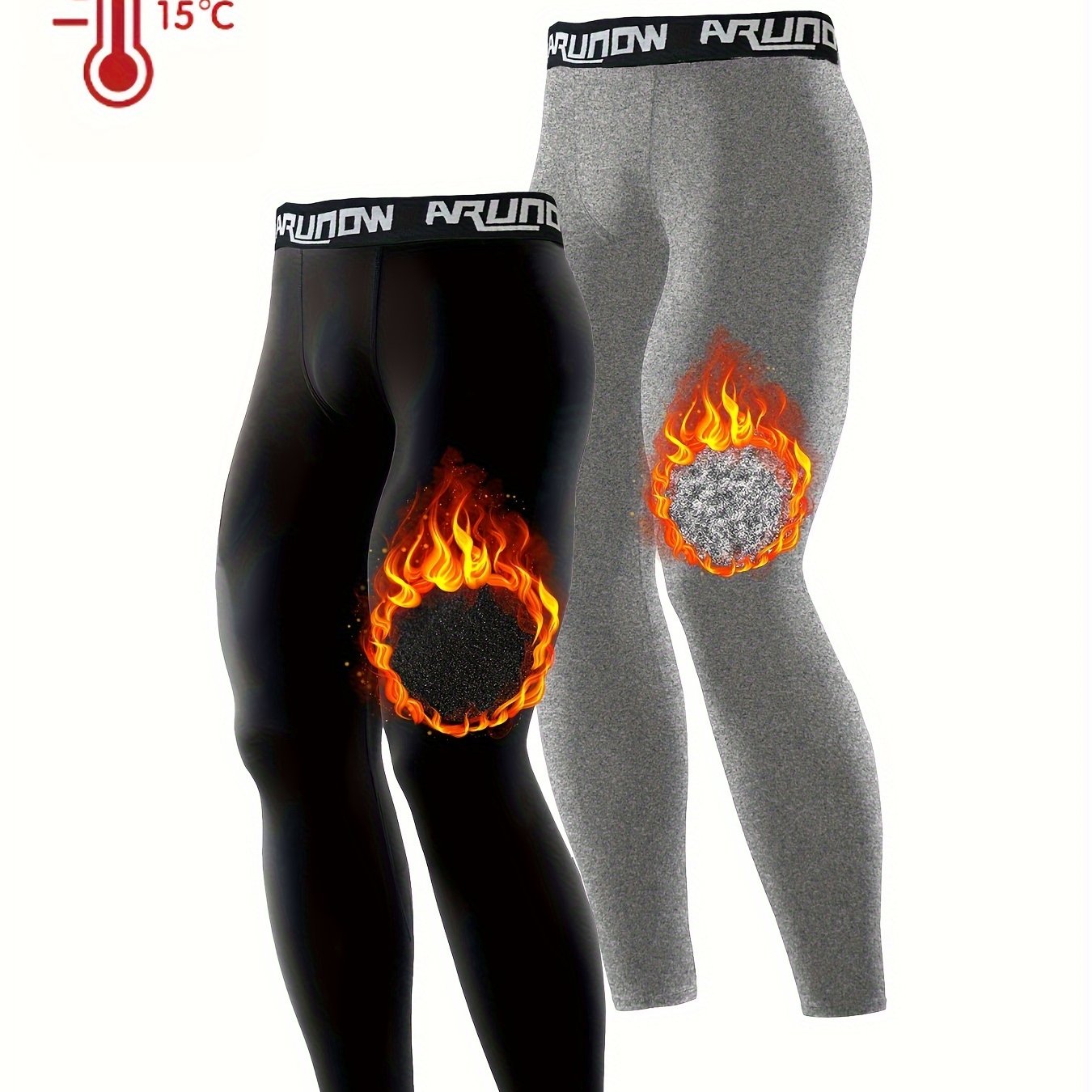 2 pezzi di leggings in pile per uomo, vita alta e elastica, pantaloni stretti, vestibilità slim per uomo, pantaloni lunghi caldi, pantaloni autunnali