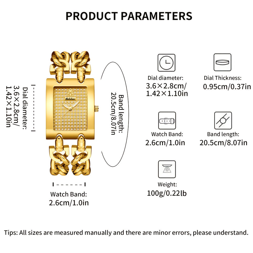 YaLaLuSI Orologio da Donna in Quarzo Dorato Glamour con Quadrante Decorato di Strass, Lancette Luminose e Bracciale a Catena Robusto - Esclusivo Display Analogico per Tutte le Occasioni, Include Scatola Regalo - Il Regalo Perfetto per Famiglia e Amici, Or