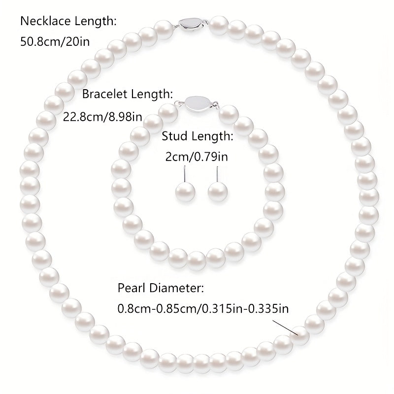 Set di gioielli da donna in argento 925, composto da perle d'acqua dolce, collana, orecchini e bracciale. Elegante e lussuoso, adatto a varie occasioni come regali, feste serali, accompagnato da una bella scatola regalo.