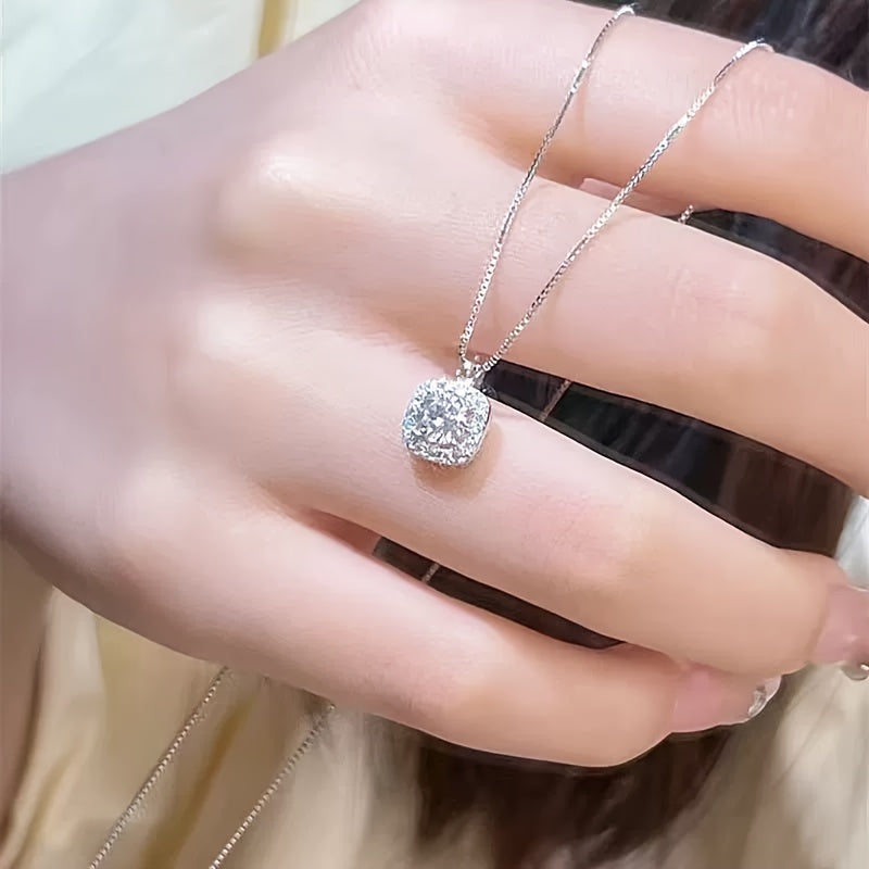 3pezzo Set di gioielli in argento placcato 925 con moissanite elegante per donne - Stile minimalista lussuoso con anello aperto, orecchini a clip, collana, perfetto per l'uso quotidiano e come regalo