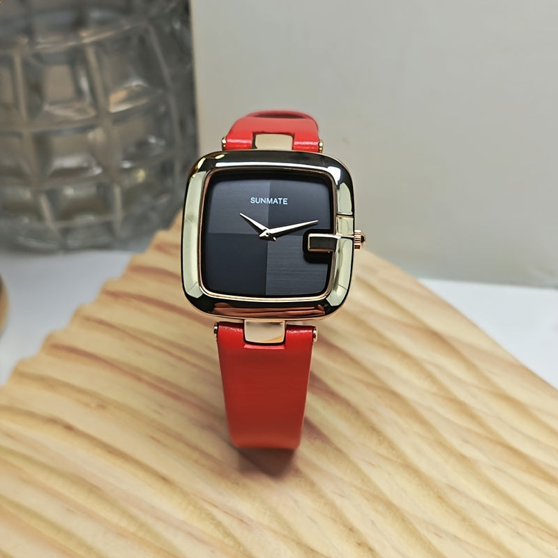 Orologio Quadrato a Quarzo per Donna, Stile Semplice e Individuale, Orologio di Lusso con Blocco di Colore