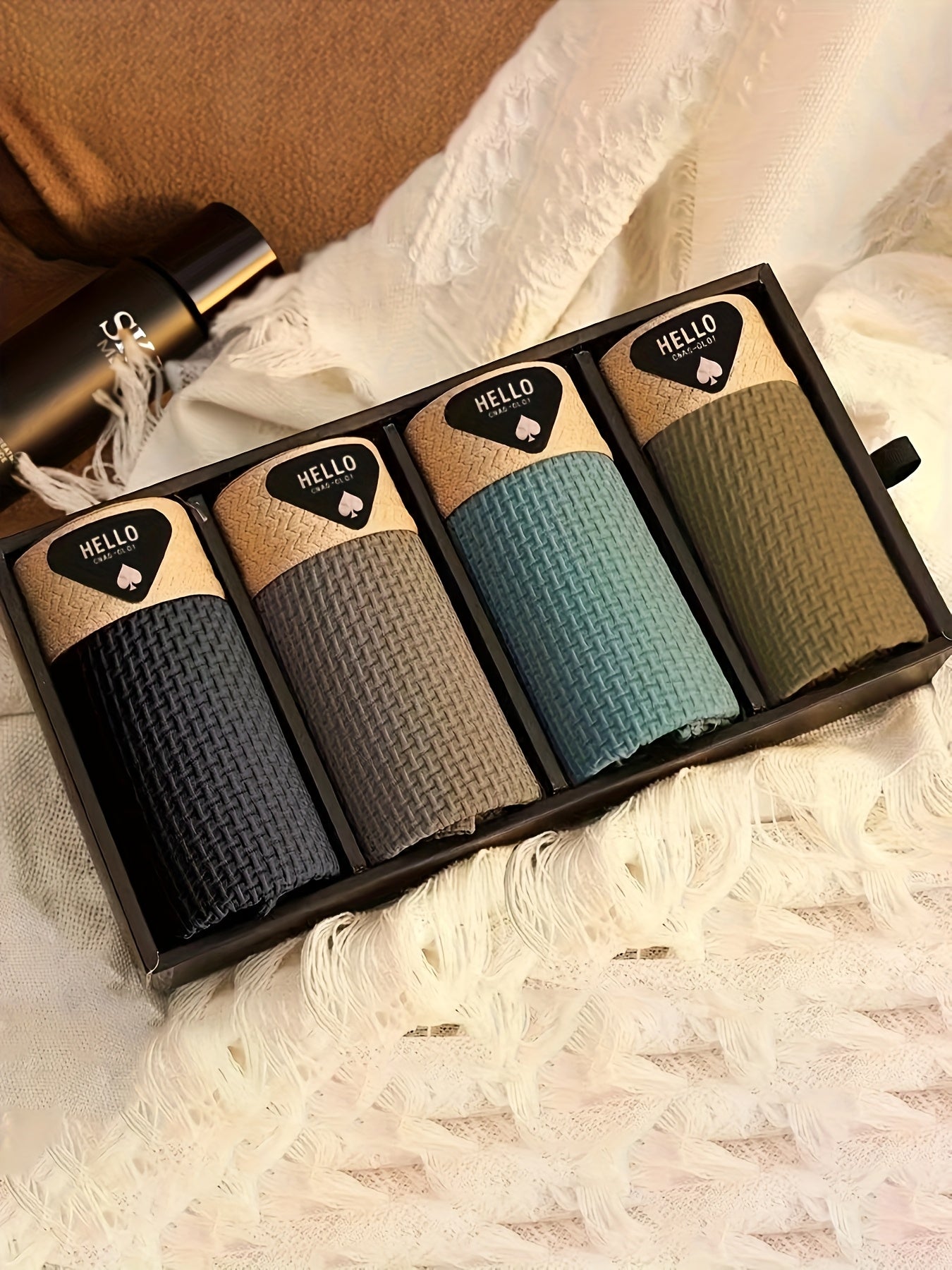 4-Pack di biancheria intima da uomo in fibra Ice Sliky, boxer ultra sottili multi-colori per la primavera, l'estate, l'autunno e l'inverno - Pantaloncini casual traspiranti e elasticizzati in vari stili per l'uso quotidiano