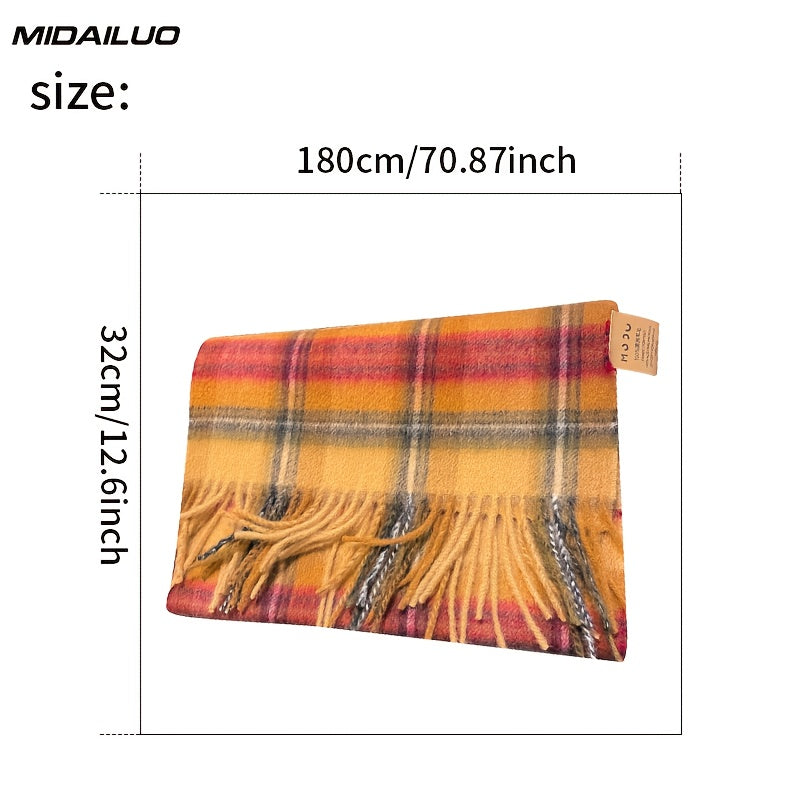 Sciarpa in Lana 100% MIDAILUO - 180,01x32,0 cm Sciarpa in Quadri Invernale Calda e Resistente al Vento, Design Elegante e Stiloso Non Elasticizzato per Attività All'Aperto e Abbigliamento Casual, Accessorio Invernale Accogliente, Motivo Classico in Quadri