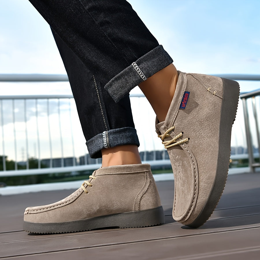Stivali casual da uomo in pelle autentica con cuciture a mano, suola morbida e spessa, resistenti e antiscivolo, design classico retrò, ideali per lavoro e uso quotidiano