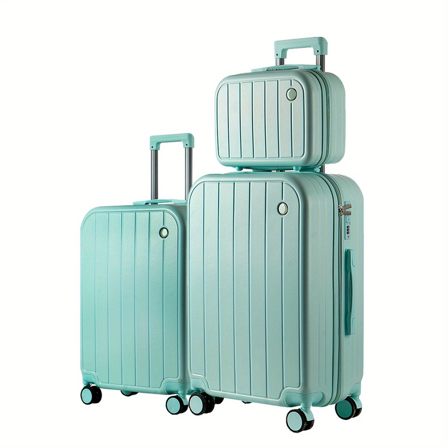 Valigia da Viaggio pz: Set di 3 Pezzi con Ruote Girevoli, Valigie Eleganti in Verde Pratico per Viaggi, Include Valigie Premium da 14/20/28 Pollici