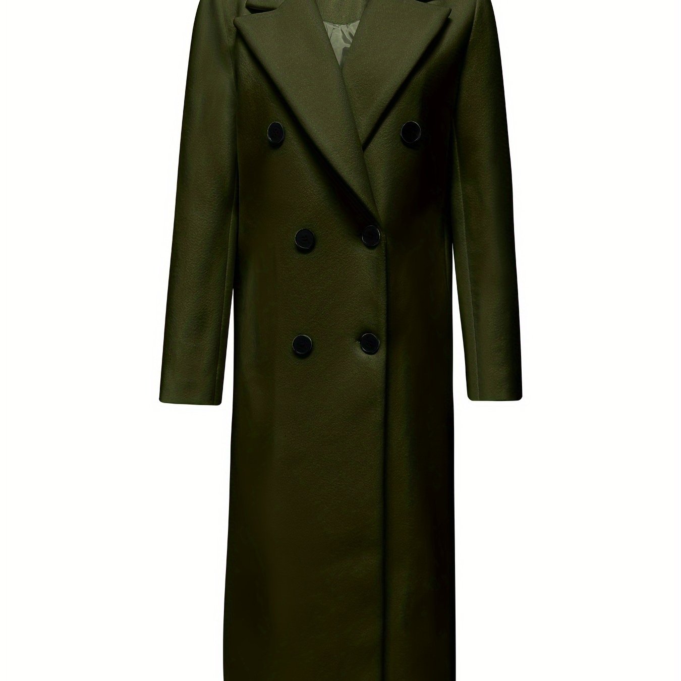 Double Breasted Lapel Overcoat, Elegant Long Sleeve Outwear For Fall & Winter, Women's Clothing
