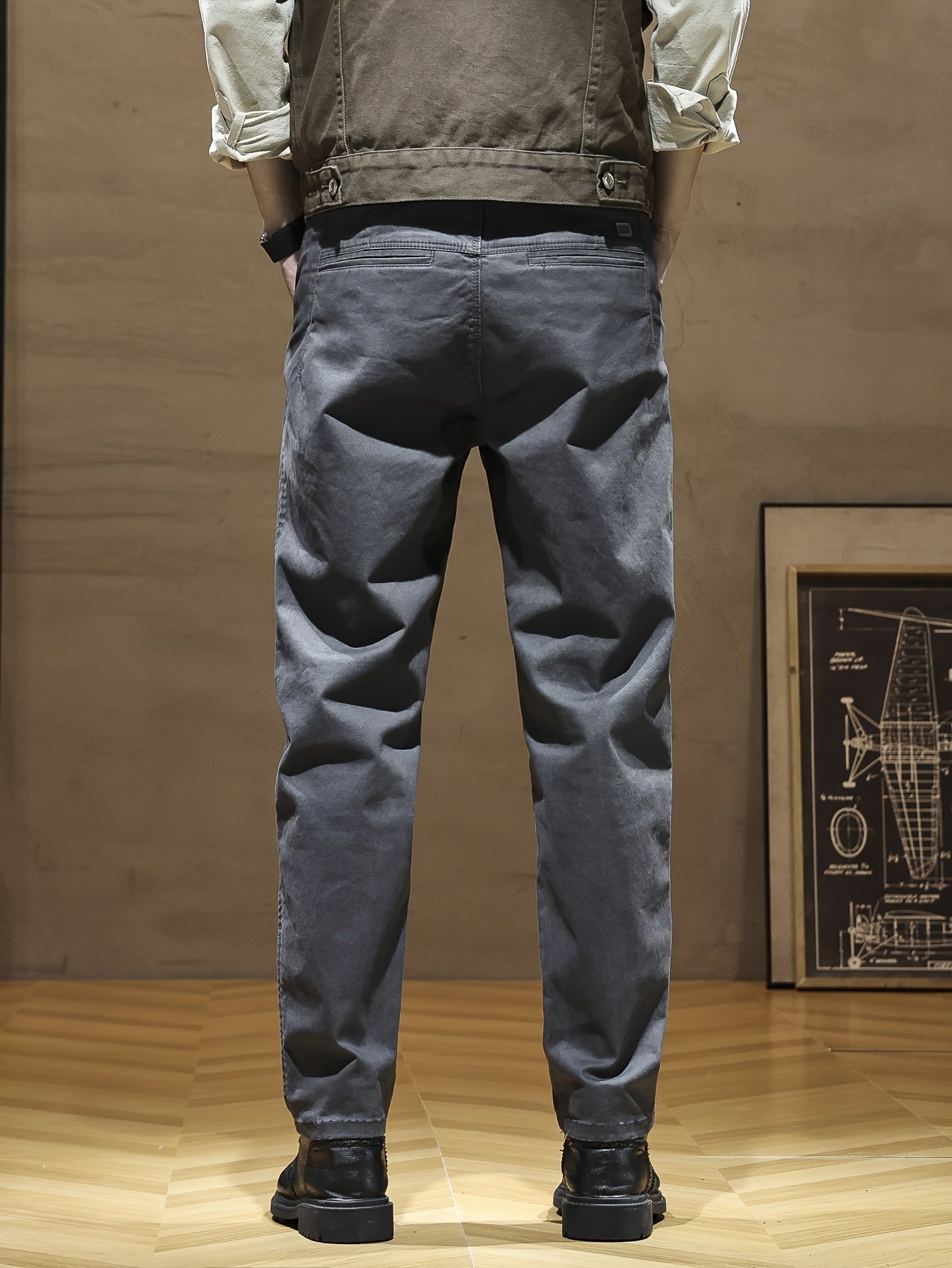 Pantaloni casual da uomo - Pantaloni beige/marrone, abbigliamento quotidiano e formale per tutte le stagioni, vestibilità regolare, abbigliamento formale non elasticizzato, abbigliamento per ufficio e casual facile da curare, abbigliamento versatile, desi