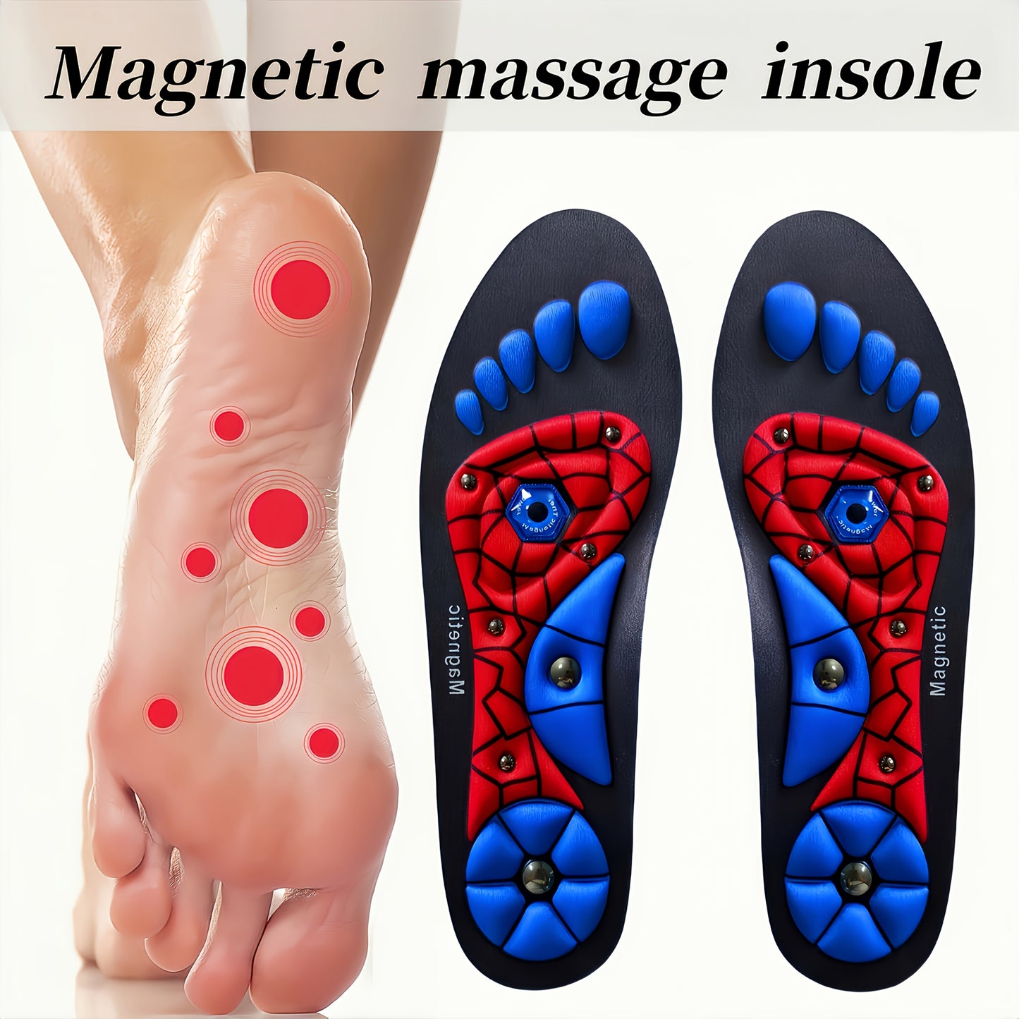 1 Paio di Solette Magnetiche Massaggianti in EVA Antiscivolo con Cuscino Ammortizzante e Traspiranti per Uomo e Donna, Supporto Arco Plantare Lifestyle