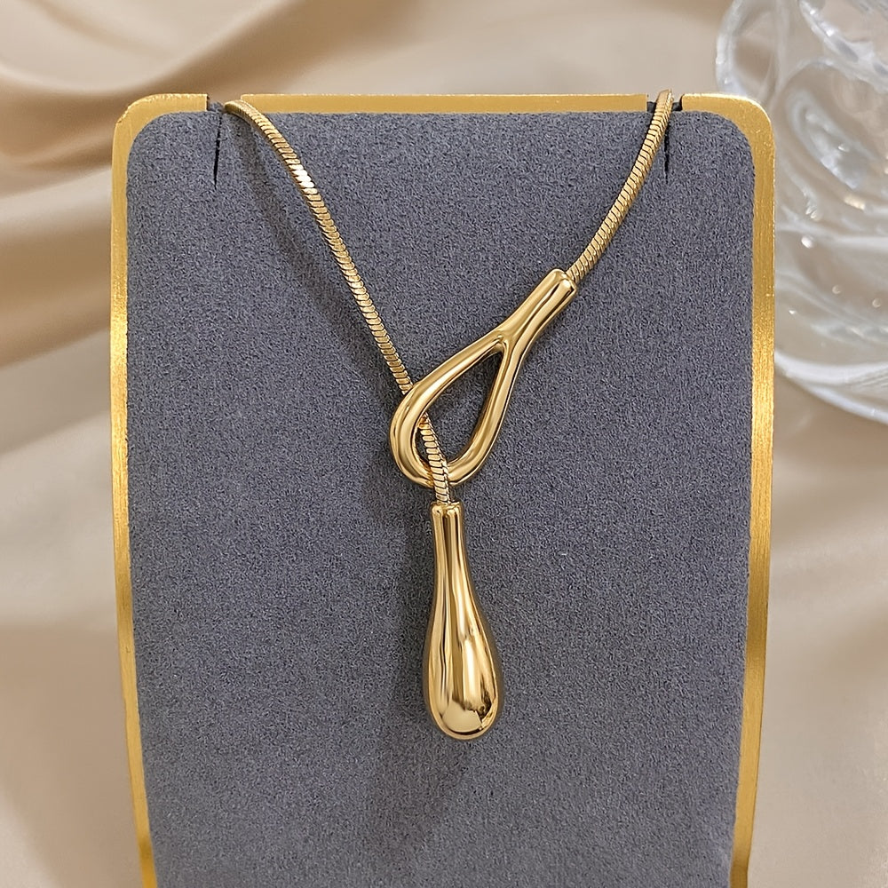 1pz Elegante Collana a Y Vintage, Pendente a Goccia di Acciaio Inossidabile, Catena a Serpente, Gioielli di Lusso per Regali per Donne e Uomini, Accessorio per San, Abbigliamento Quotidiano per Tutte le Stagioni