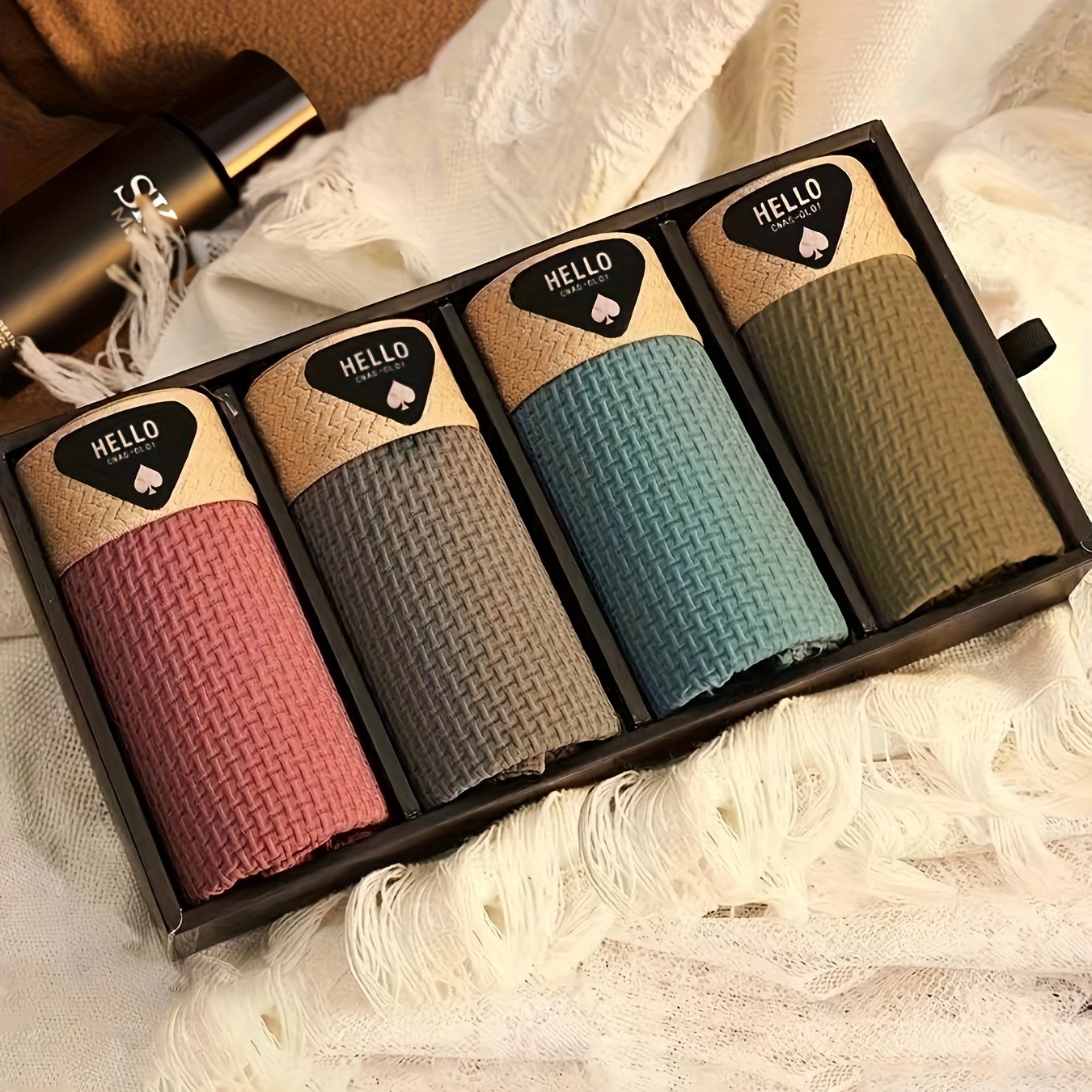 4-Pack di biancheria intima da uomo in fibra Ice Sliky, boxer ultra sottili multi-colori per la primavera, l'estate, l'autunno e l'inverno - Pantaloncini casual traspiranti e elasticizzati in vari stili per l'uso quotidiano