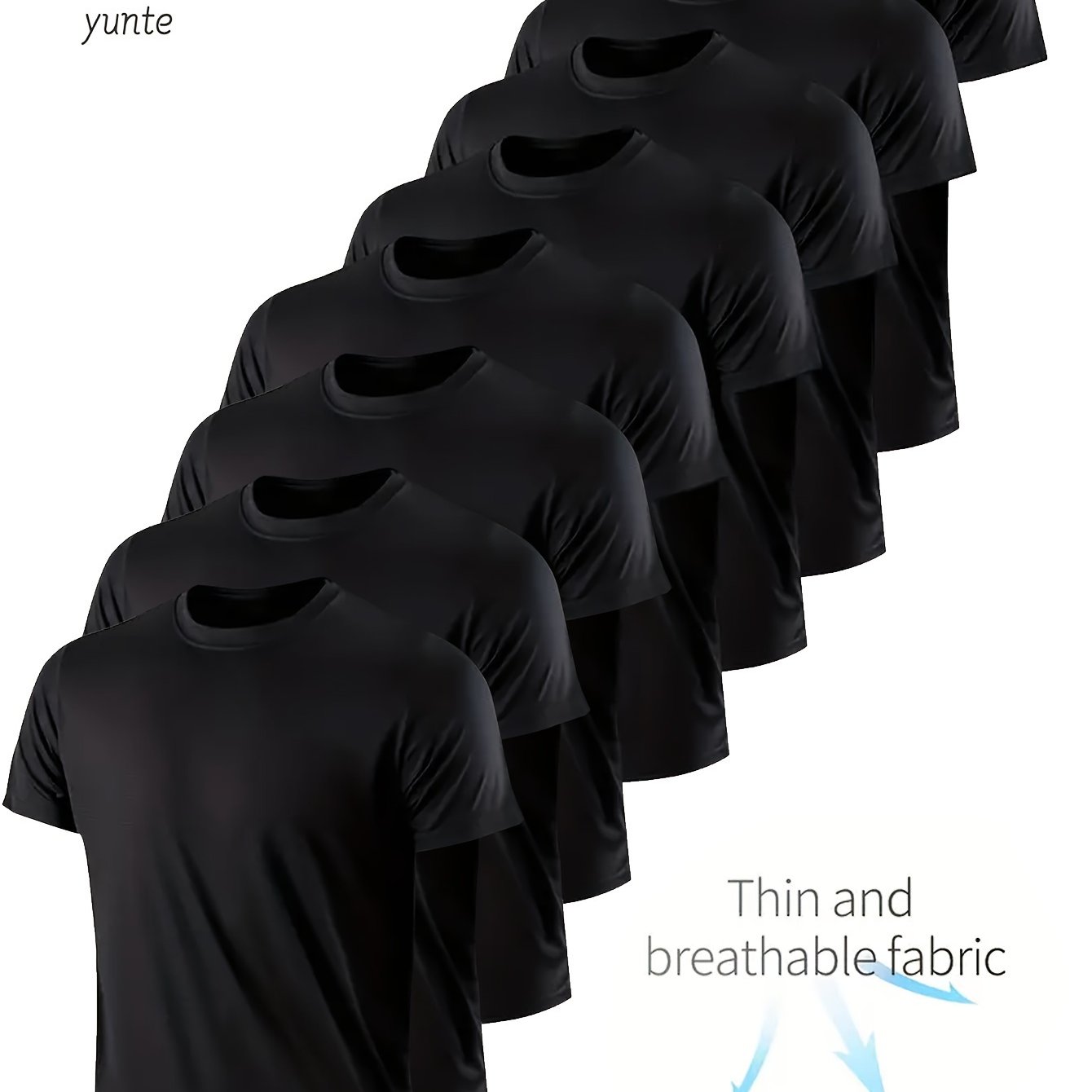 8 Magliette Ultra Leggere Uomo YUNTÉ - Traspiranti, Assorbenti, Poliestere, Collo Tondo, Maniche Corte - Ideali per Palestra, Corsa e Fitness, Leggere e Comode, Abbigliamento Sportivo