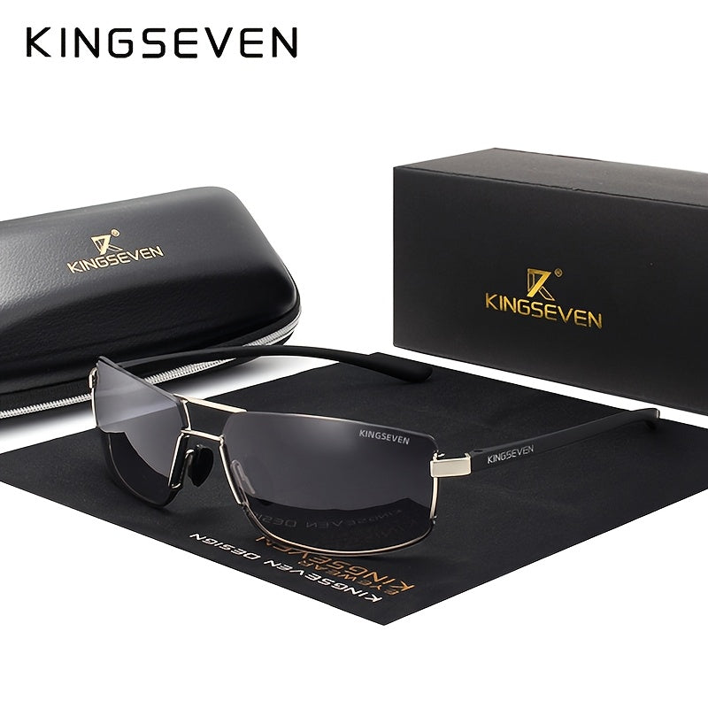 Occhiali da sole polarizzati KINGSEVEN, montatura quadrata da uomo, occhiali da donna classici, acciaio inossidabile, lenti in pz, con custodia, per Natale, San, Giorno del Ringraziamento