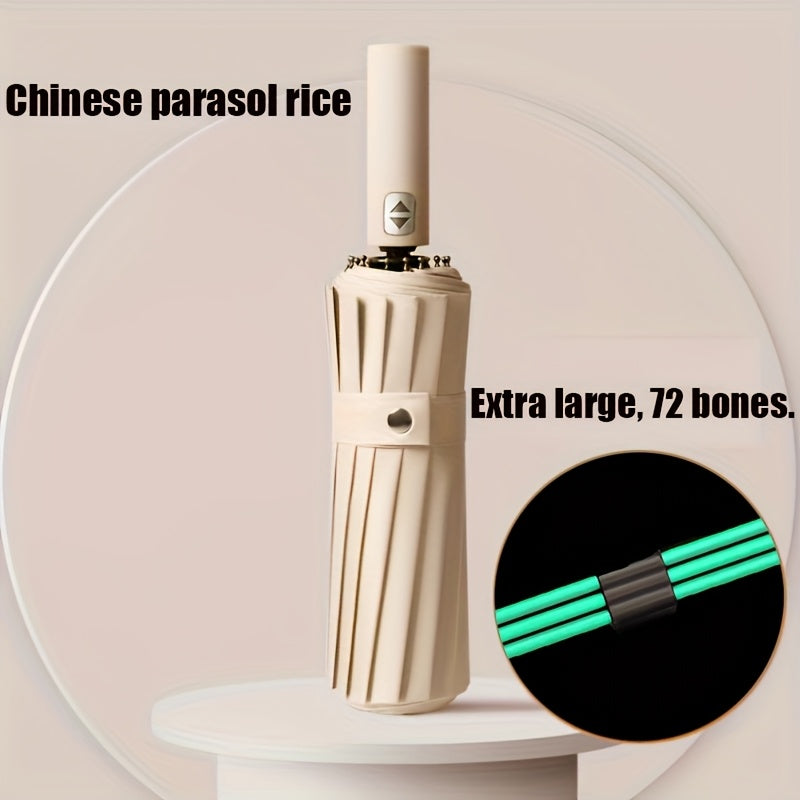 1Cp72 Ombrello Automatico con 72 Ribs Rinforzati, Adatto per Uomini e Donne, Pieghevole, Portatile e Durevole con .