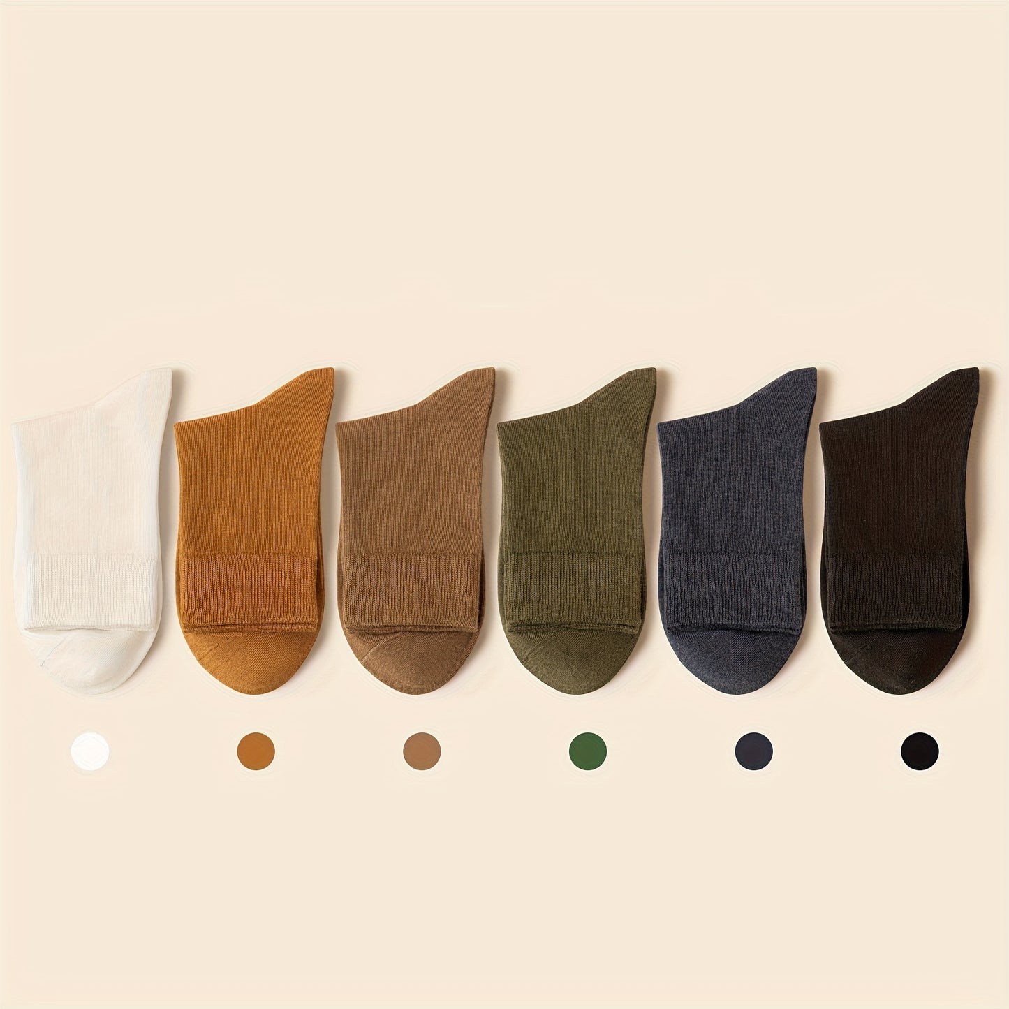 6 Paia di Calzini da Uomo in Cotone a Mezza Gamba, Colore Solido Casual Versatile Nero Lungo Inverno Autunno, 1