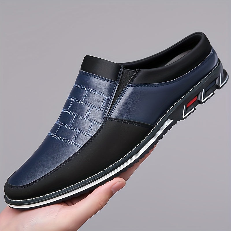 Stile vintage retrò, pantofole comode e antiscivolo da uomo di grandi dimensioni, tomaia in PU, suola in gomma, fodera in PU, adatte per uomo, chiusura slip-on, design a tinta unita.