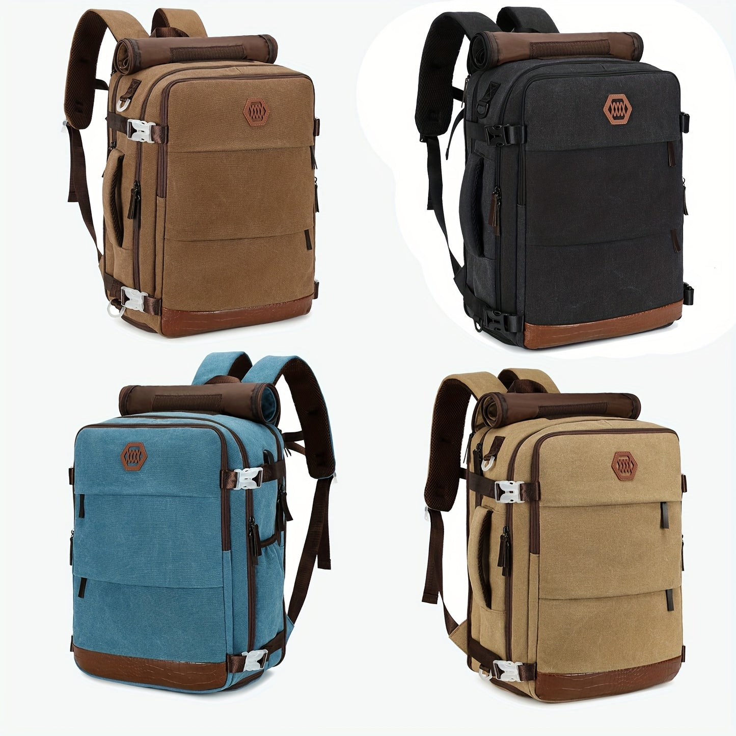 Zaino da Viaggio Approvato dalle Compagnie Aeree con Porta di Ricarica USB, Scomparto per Scarpe e Custodia per Laptop da 99,8 cm - Borsone Leggero per Università Uomini e Donne, Design Marrone & Beige, Spallacci Regolabili, Tasche Multiple, Solo Lavaggio