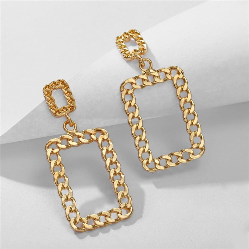 Audrey Vintage Gold Chain Link Earrings