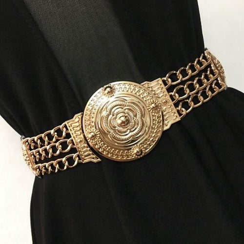Vintage Gold Chain Medallion Belt