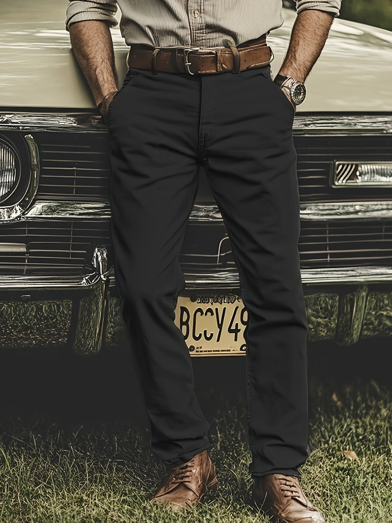 Pantaloni Chino da Uomo in Tinta Unita, Leggermente Elasticizzati, Comodi e Casuali per le Attività Quotidiane all'Aperto