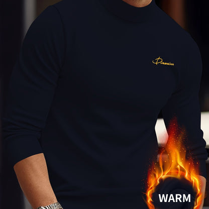 Z1012 Maglione Termico da Uomo a Maniche Lunghe con Scollo a Punta d'Arte - Maglia Invernale Calda e Resistente con Chiusura Frontale Intera con Zip, Collo Alto e Zip Integrale, Abbigliamento Lavabile in Lavatrice per Attività all'Aperto, Design con Zip F