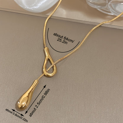 1pz Elegante Collana a Y Vintage, Pendente a Goccia di Acciaio Inossidabile, Catena a Serpente, Gioielli di Lusso per Regali per Donne e Uomini, Accessorio per San, Abbigliamento Quotidiano per Tutte le Stagioni