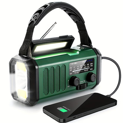 Radio di emergenza da 10000mAh, radio solare, radio a manovella, radio meteorologica NOAA AM/FM, 3 metodi di ricarica, batteria polimerica, torcia e lampada da lettura, allarme SOS, caricabatterie per telefono per emergenze