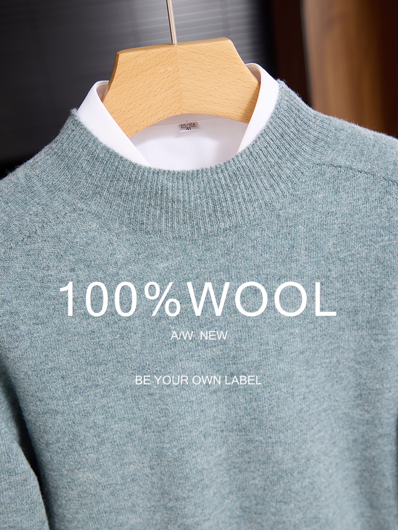 Maglione 100% Yarn da uomo - Morbido, traspirante, leggero, con scollo a giro, maniche e orlo ribassati, stile casual business casual per l'autunno/inverno, beige, perfetto per strati o outfit standalone, maglione a maniche corte, maglia