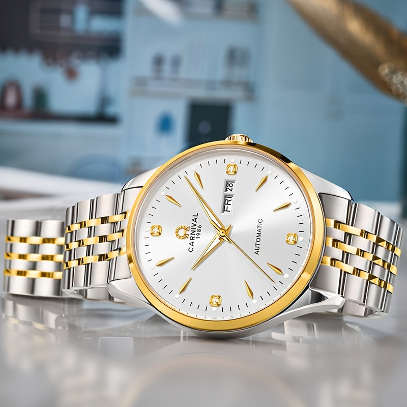 Orologio Meccanico Uomo I&W Carnival, Automatico a Carica Autonoma, Vetro Sintetico Zaffiro, Impermeabile, Regalo per le Vacanze