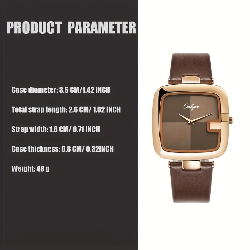 Orologio Quadrato a Quarzo per Donna, Stile Semplice e Individuale, Orologio di Lusso con Blocco di Colore