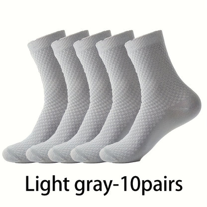 10 Paia, Calzini Uomo in Fibra di Bambù a Mezza Gamba - Traspiranti e Comodi per Business Casual e Ufficio, Calzini Traspiranti e Confortevoli, Indossare Quotidiano,Design Classico,Stile Minimalista,Tessuto Morbido,Uomini Professionali
