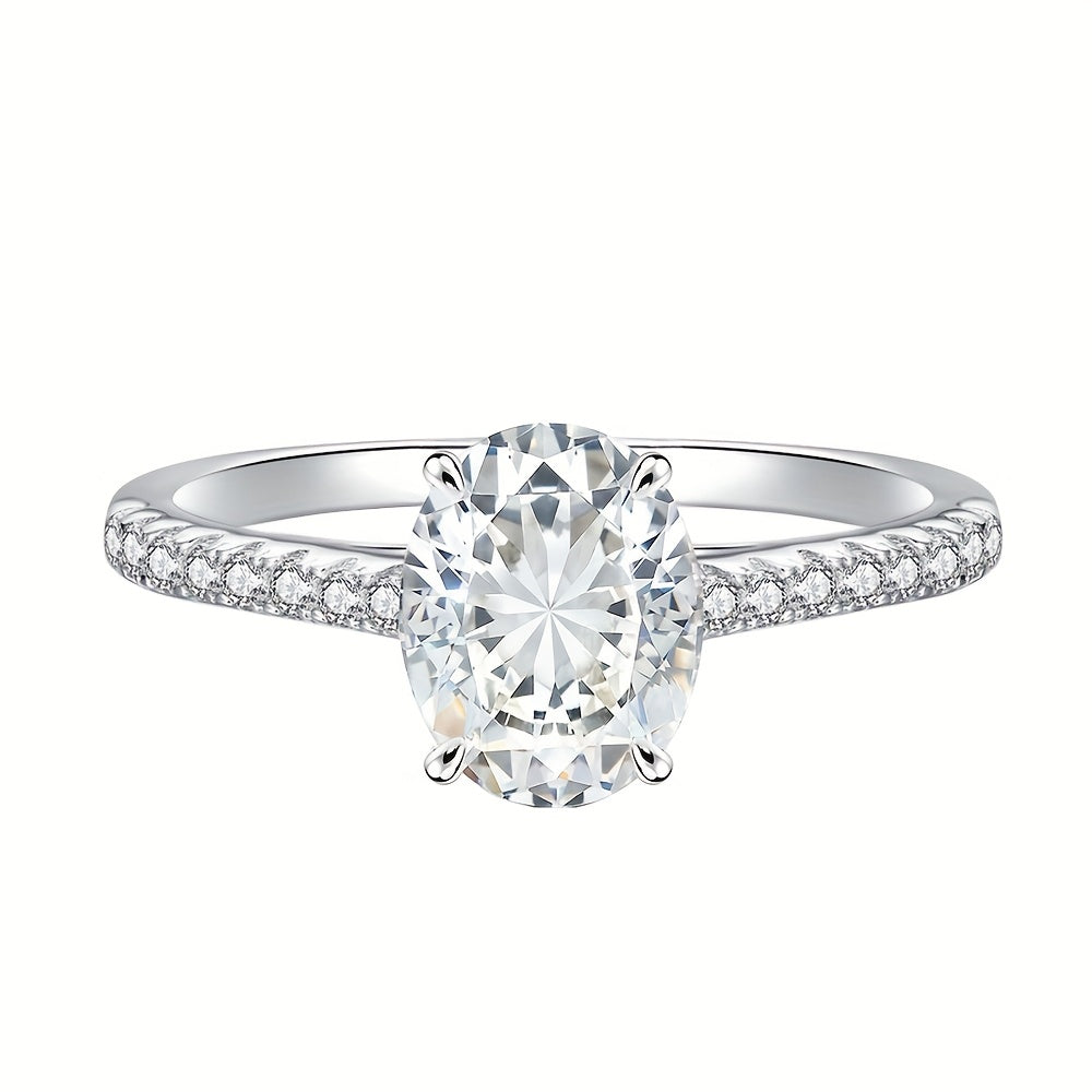 925 Sterling Argento 2 Carati Anello Moissanite, Design Alla Moda, Lusso Di Alta Qualità E Semplice, Adatto Per Indossare Ogni Giorno, Proposta, Impegno E Matrimonio, Regali Per San Valentino, Natale E Capodanno, Con Scatola Regalo Di Circa 5g