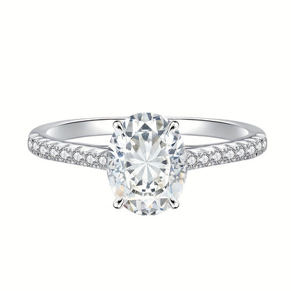 925 Sterling Argento 2 Carati Anello Moissanite, Design Alla Moda, Lusso Di Alta Qualità E Semplice, Adatto Per Indossare Ogni Giorno, Proposta, Impegno E Matrimonio, Regali Per San Valentino, Natale E Capodanno, Con Scatola Regalo Di Circa 5g