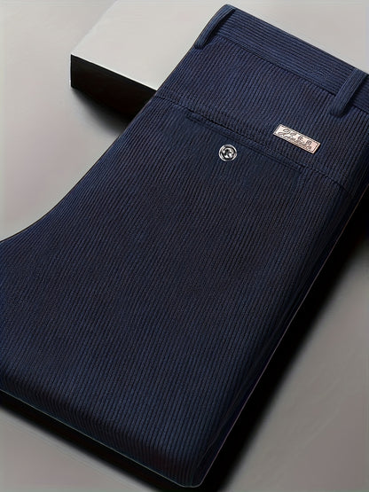 Pantaloni Eleganti da Uomo in Velluto a Coste - 5 Colori Disponibili, Pantaloni a Gamba Dritta Business Casual & Semi-Formali, Tessuto Antivizzo per Ufficio, Matrimonio, Riunioni - Primavera/Autunno (Lavaggio a Mano/Lavaggio a Secco) - Vestibilità Matura,