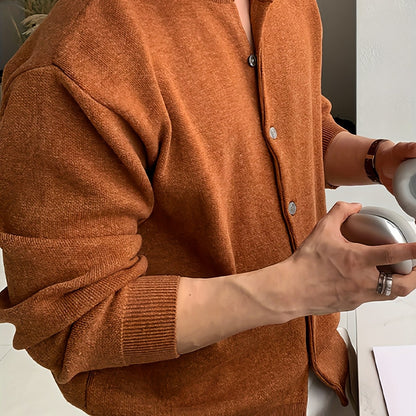 Maglione Cardigan Casual da Uomo - Tinta Unita con Maniche Lunghe e Bottoni, Pullover a Collo Rotondo Regular Fit per Autunno Inverno, Pezzo Versatile da Indossare sopra Jeans & Pantaloni Eleganti, Tessuto Confortevole