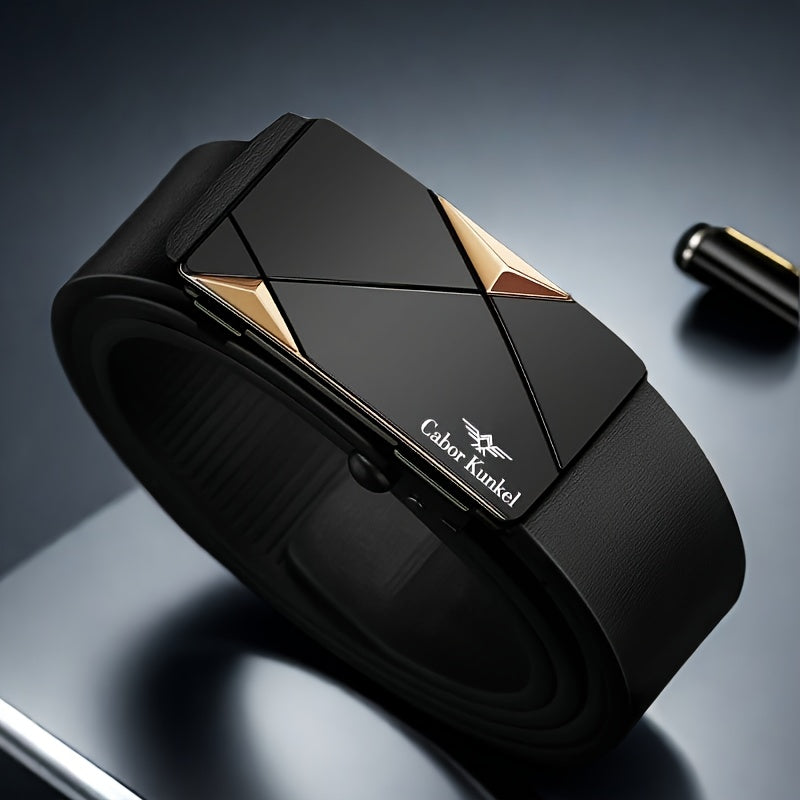 Linea - Cintura Uomo Regalo  Holiday, Fibbia Automatica Senza Denti per Pantaloni da Giovani e Medi Età