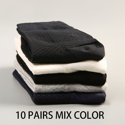 10 Paia, Calzini Uomo in Fibra di Bambù a Mezza Gamba - Traspiranti e Comodi per Business Casual e Ufficio, Calzini Traspiranti e Confortevoli, Indossare Quotidiano,Design Classico,Stile Minimalista,Tessuto Morbido,Uomini Professionali