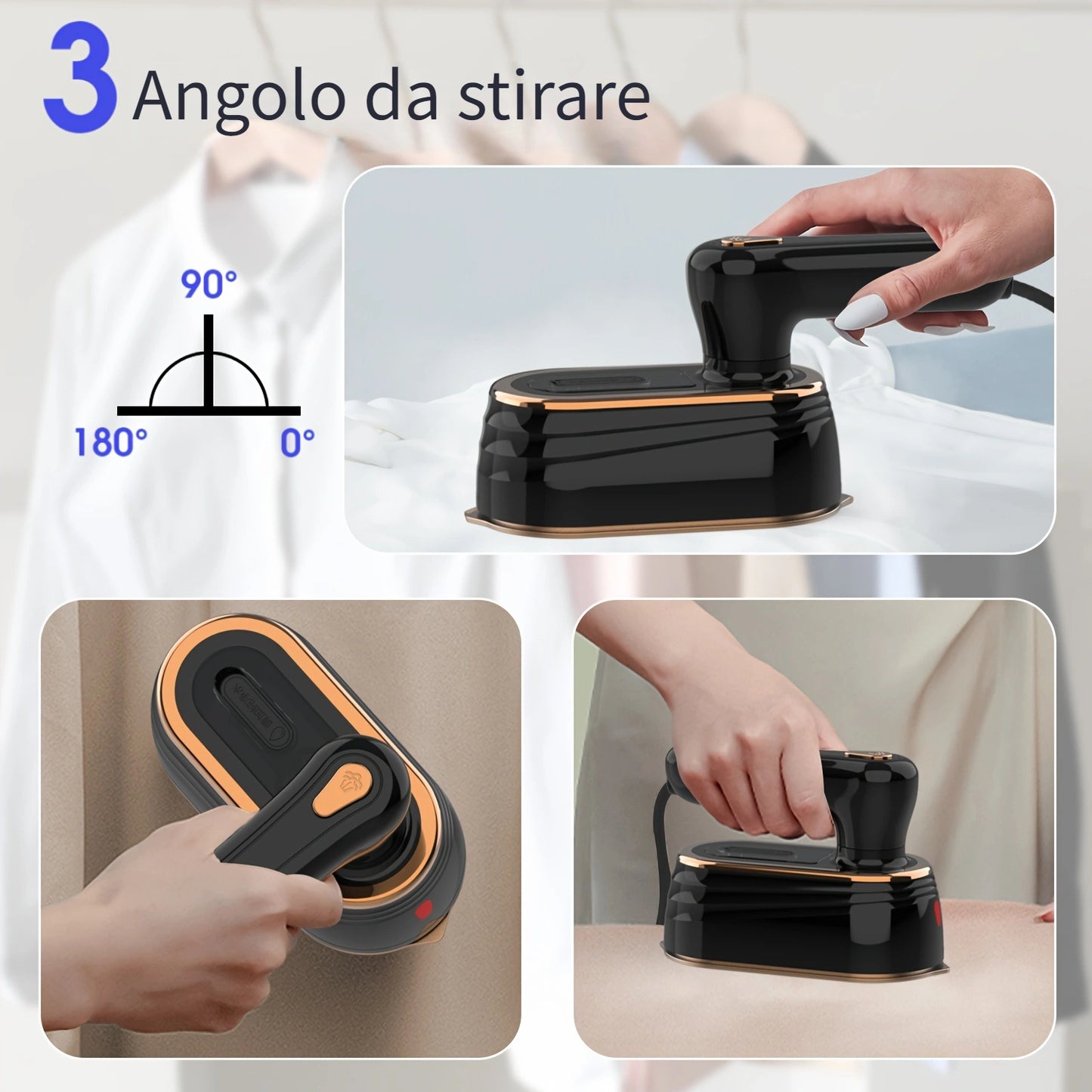 PANCERKA 1pc Piastra Vapore a Mano per Abiti, 1200W 2-in-1 Piegatura e Vapore, Piastra Grande, Rimuovi Rughe per Tessuti per Casa e Viaggio (Spina EU), Piastra Vapore per Abiti da Viaggio, Design Piastra Sottile, Costruzione Piastra Durevole, Piastra Vapo