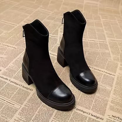 Stivali con plateau grossi da donna - Chiusura slip-on, soletta imbottita e suola in gomma antiscivolo - Scarpe per tutte le stagioni, quotidiane e formali - Stivali eleganti da donna, stivali da signora, calzature casual, calzature alla moda, amanti dell