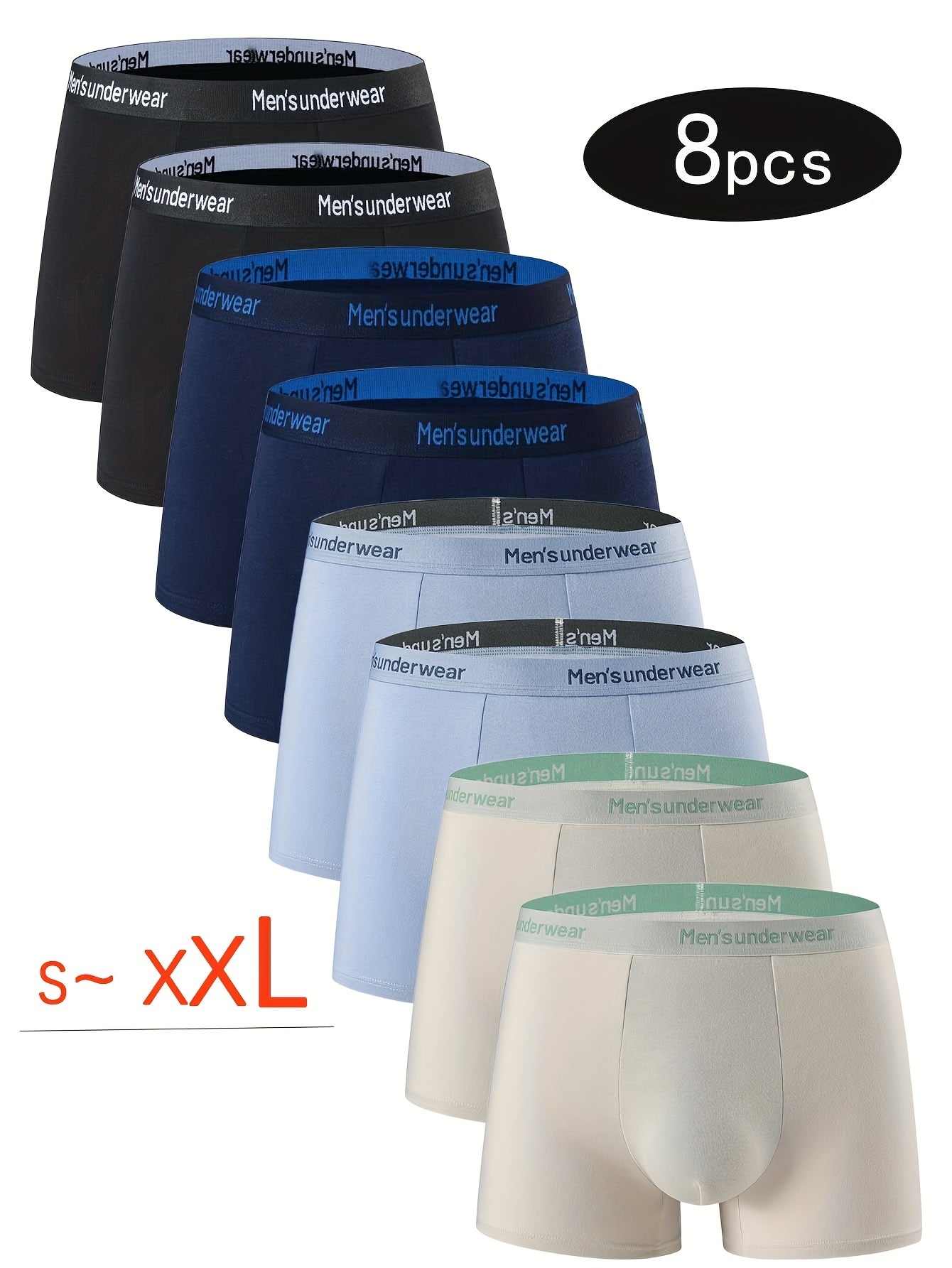 8 Pezzi Mutande Uomo in Cotone Misto, 95% cotono Boxer Casual, Pantaloncini Sportivi Traspiranti Comodi ed Elastici, Boxer da Uomo,Intimo Uomo di Alta Qualità,Mutande per Uomini,Intimo per Uomini,Slip Boxer da Uomo,Slip Boxer da Uomo, Intimo da Tempo Libe