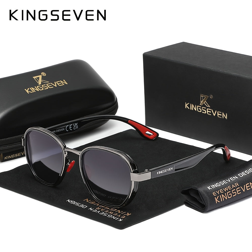 KINGSEVEN Design Occhiali da Uomo con Montatura Rotonda, Adatti anche per la Moda Femminile, Montatura Decorativa in Lega, Ideali per Tempo Libero, Fotografia, Accessori per Feste e Regalo Esclusivo di Moda