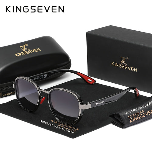 KINGSEVEN Design Occhiali da Uomo con Montatura Rotonda, Adatti anche per la Moda Femminile, Montatura Decorativa in Lega, Ideali per Tempo Libero, Fotografia, Accessori per Feste e Regalo Esclusivo di Moda