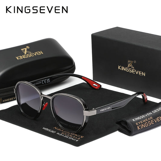 KINGSEVEN Design Occhiali da Uomo con Montatura Rotonda, Adatti anche per la Moda Femminile, Montatura Decorativa in Lega, Ideali per Tempo Libero, Fotografia, Accessori per Feste e Regalo Esclusivo di Moda