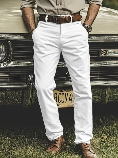 Pantaloni Chino da Uomo in Tinta Unita, Leggermente Elasticizzati, Comodi e Casuali per le Attività Quotidiane all'Aperto